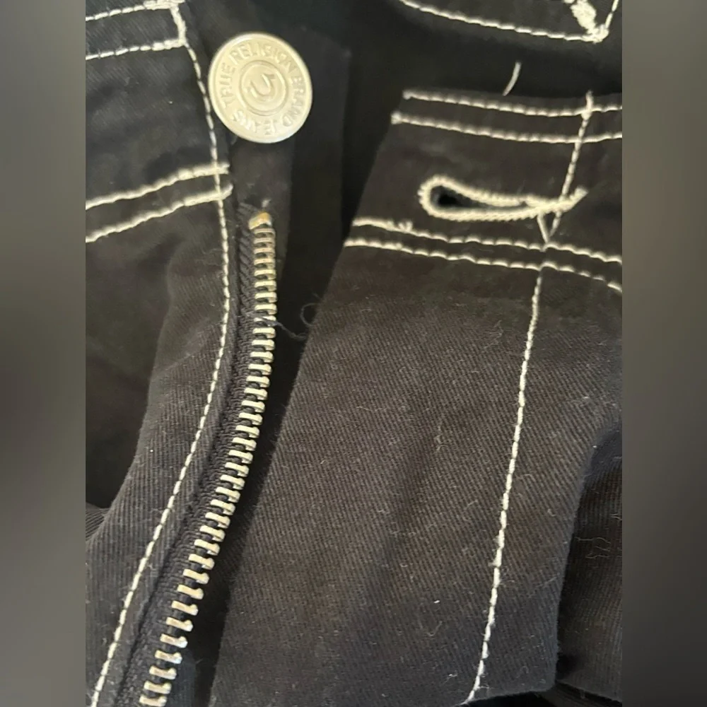 True religion Ripstop Cargo Pants for men Sz 36 waist jet black white stitching